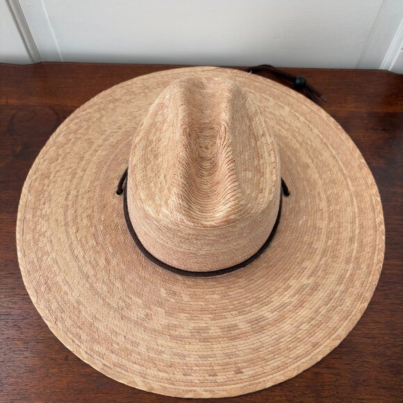 Tula Lifeguard Palm Straw Sun Hat S/M Unisex UPF 50+ Protect Chinstrap Wide Brim - Picture 9 of 13